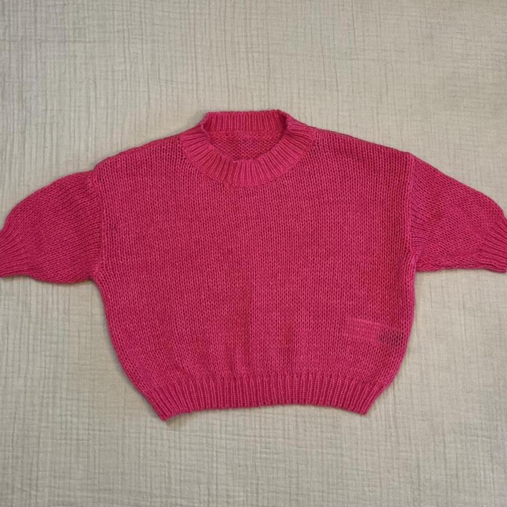 SHEIN hot pink short-sleeve chunky snit Sweater